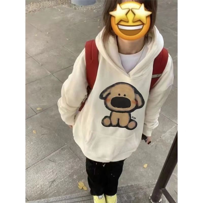 秋冬季寬鬆小個子慵懶風加絨加厚外套美式高街hiphop連帽衛衣女