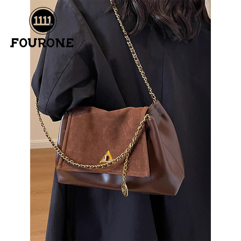 Niche suede bread bag for women new fashion retro chain shoulder bag large capacity tote hobo bag