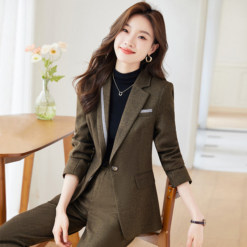 咖色西裝外套女2023秋冬新款職業正裝女套裝職業裝氣質女神范高端