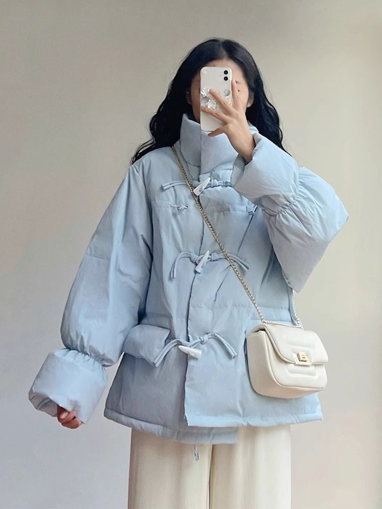 冬季羽絨棉服女2023新款韓系甜美小個子穿搭寬鬆牛角扣麵包服外套
