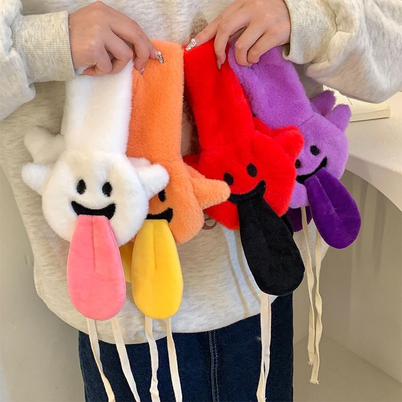 Funny naughty ghost warm earmuffs plush ear protection student cycling autumn and winter cartoon cute earmuffs