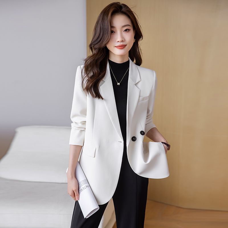 白色小西裝外套女2023新款秋季小個子高級感氣質時尚百搭休閒西服