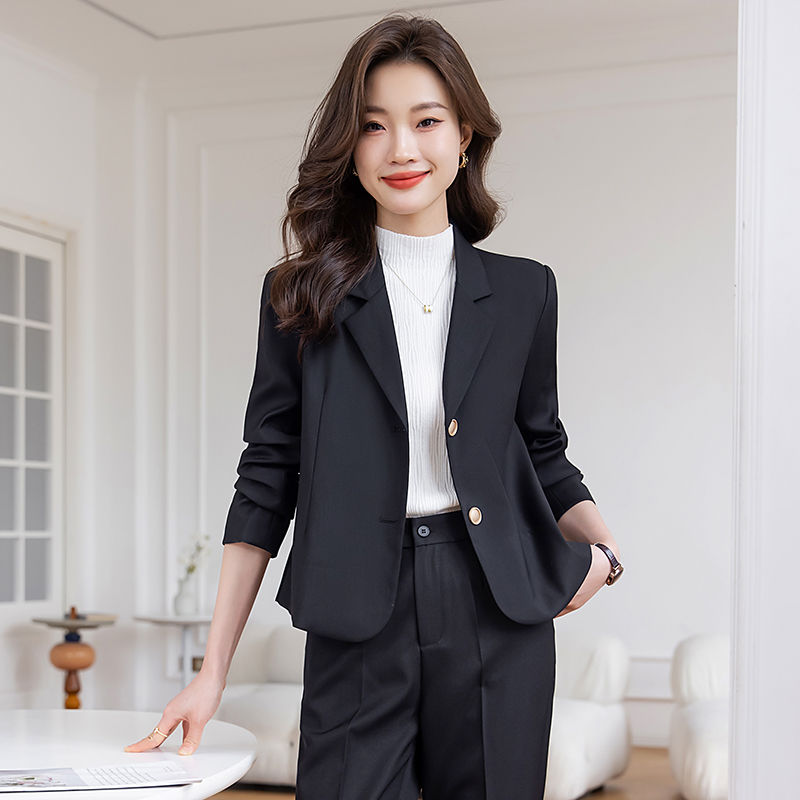 短款黑色西裝外套女秋冬2023新款小個子休閒職業氣質正裝西服套裝