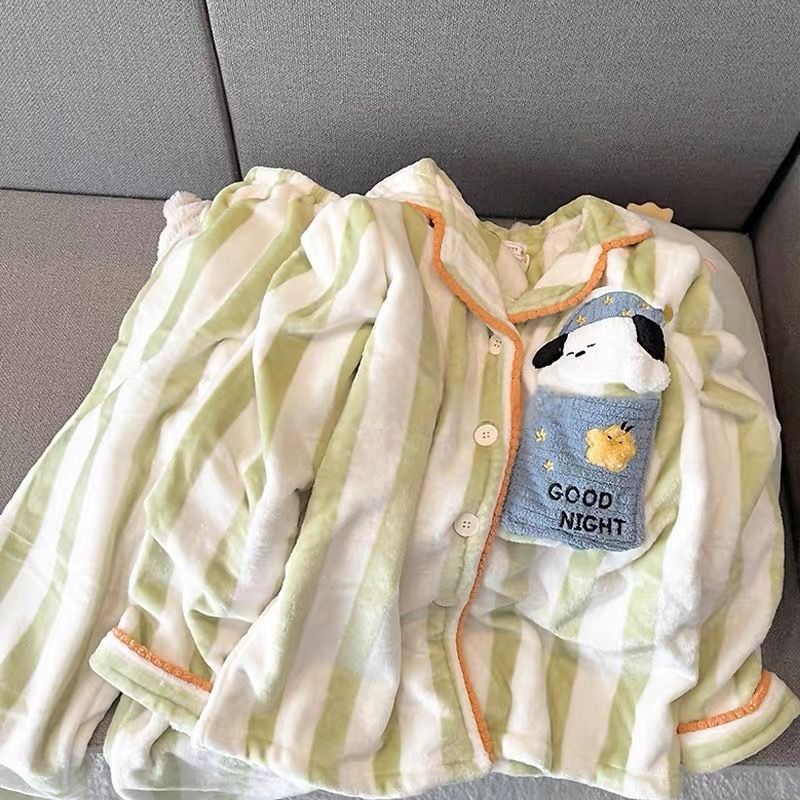 睡衣女士秋冬季加厚珊瑚絨2023新款ins卡通冬天法蘭絨套裝家居服