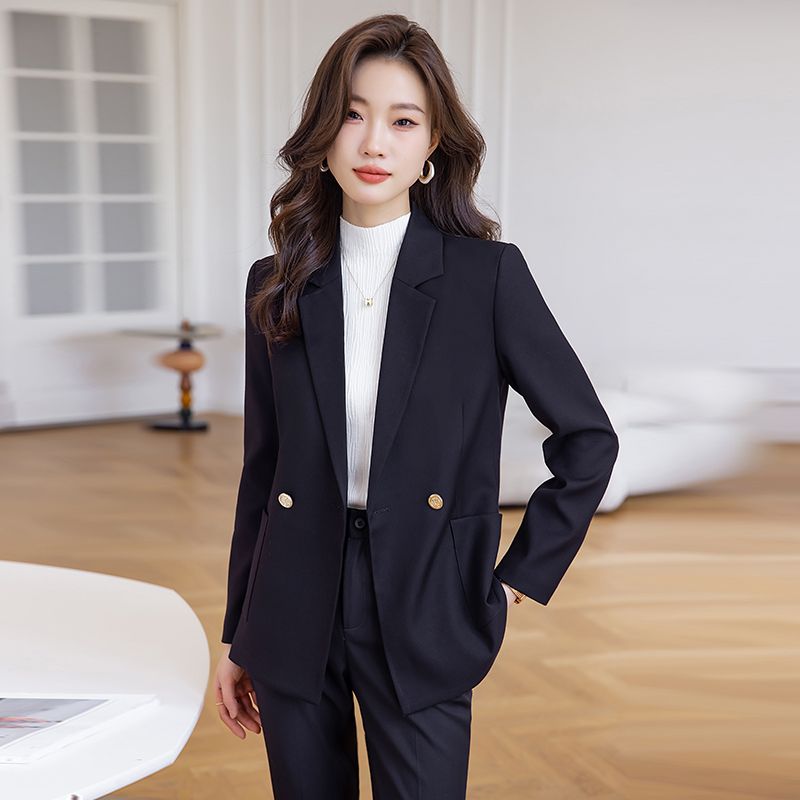 黑色西裝外套女秋冬韓版時尚寬鬆休閒氣質高級感通勤職業西服套裝