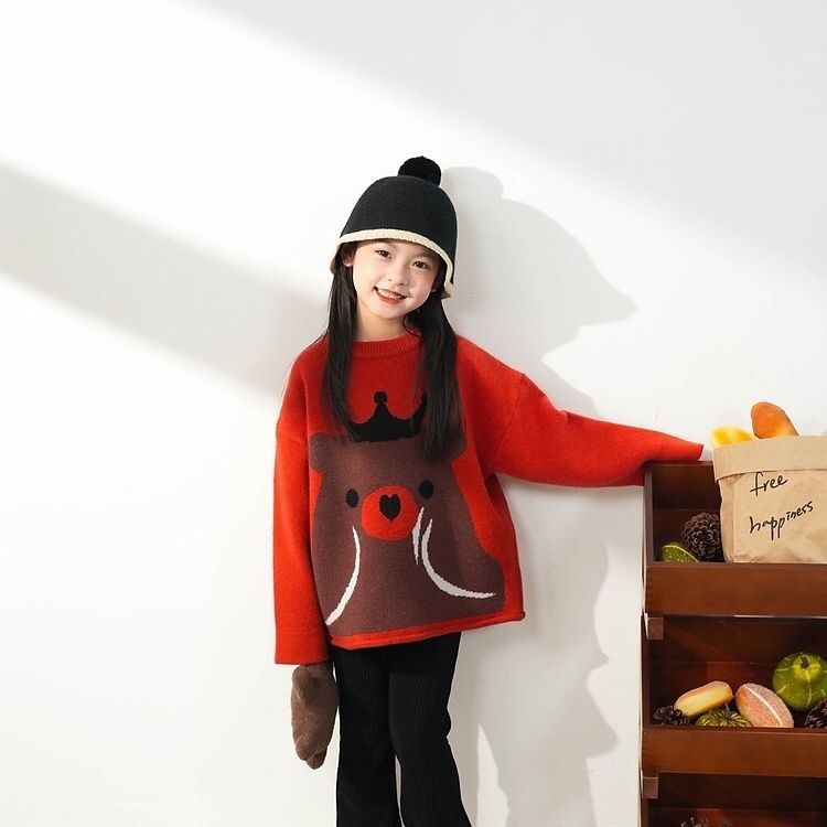 New autumn and winter children's sweaters, girls' sweaters, Korean style loose Korean style medium thick princess style high-end