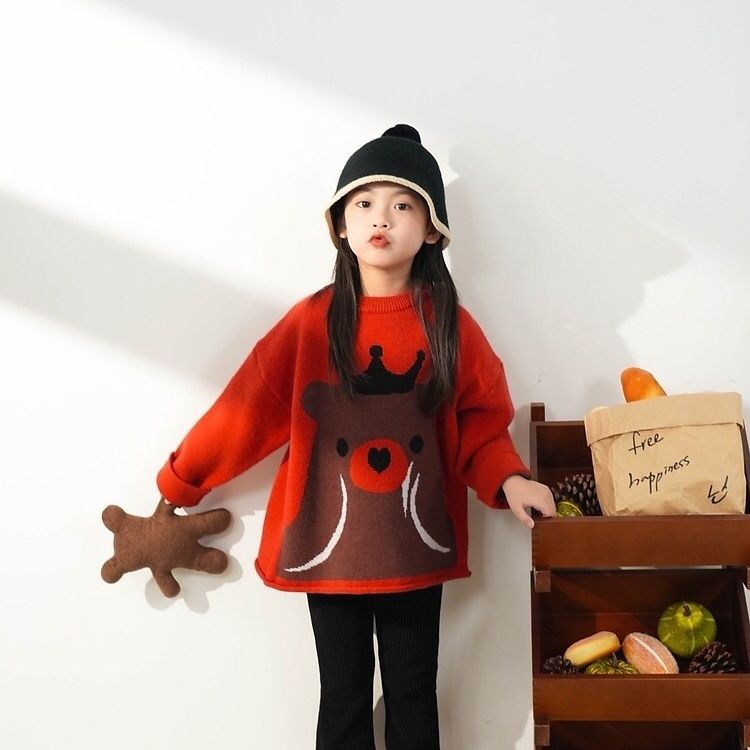 New autumn and winter children's sweaters, girls' sweaters, Korean style loose Korean style medium thick princess style high-end