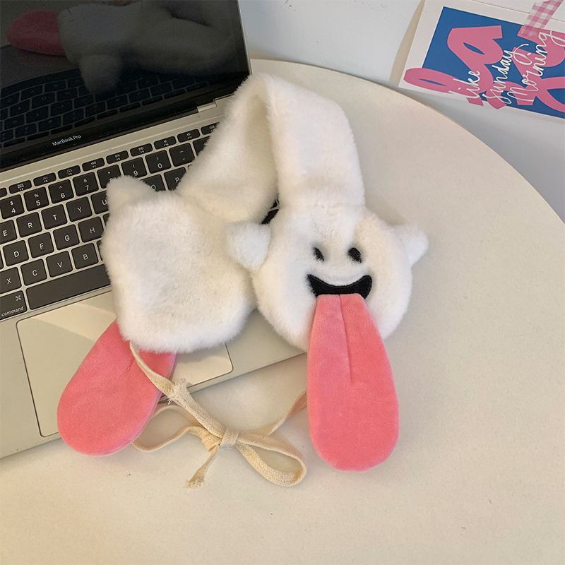 Funny naughty ghost warm earmuffs plush ear protection student cycling autumn and winter cartoon cute earmuffs