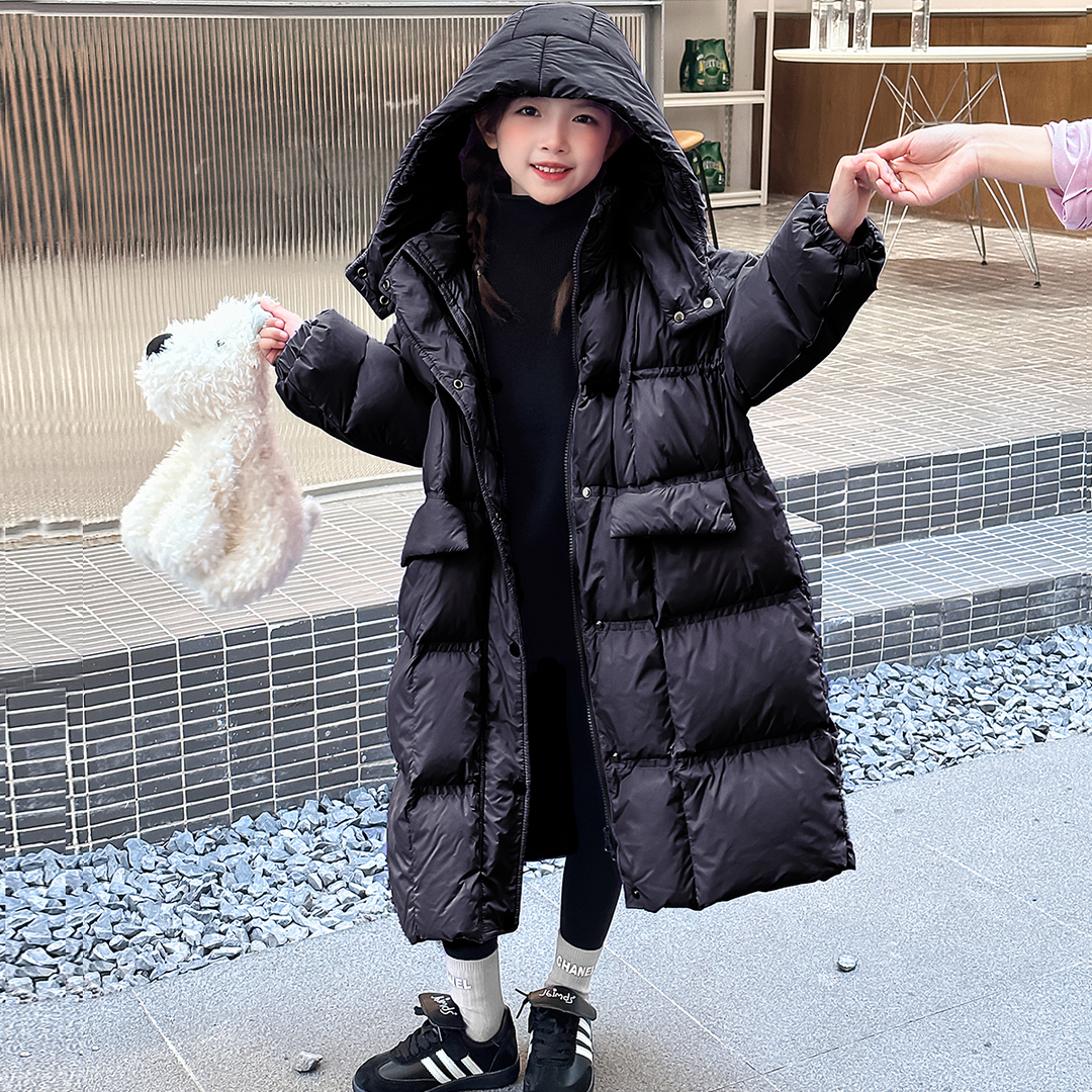 女童冬季长款棉衣新款中大童棉袄女孩中长款棉服儿童冬款外套