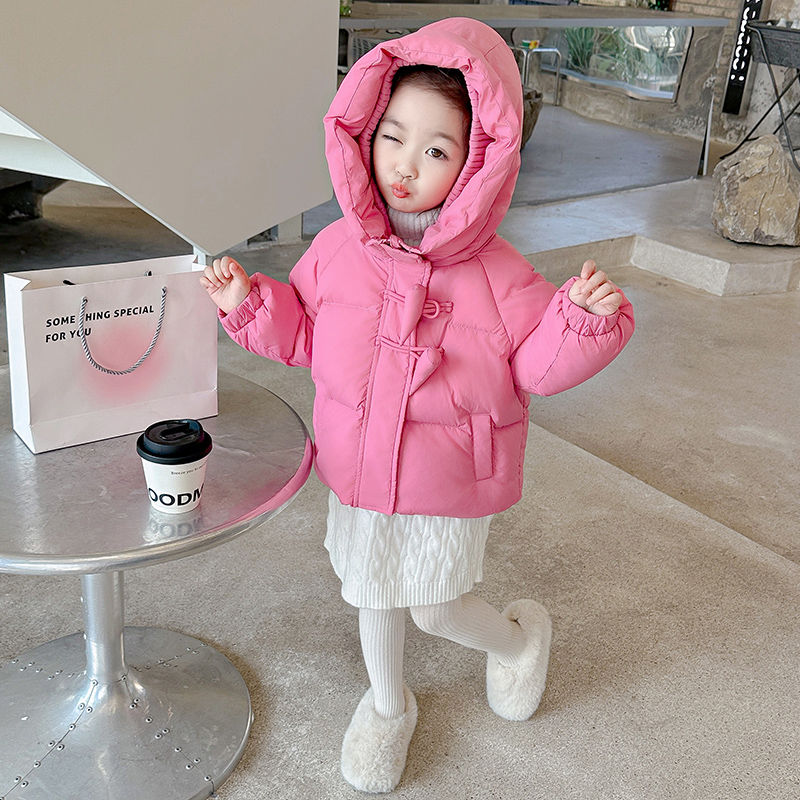 女童短款羽絨服2023新款女寶寶冬季加厚上衣小童洋氣兒童冬裝外套