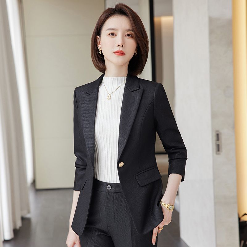 高端職業套裝女秋冬季長袖秋裝幹練OL通勤女裝氣質西裝正裝工作服