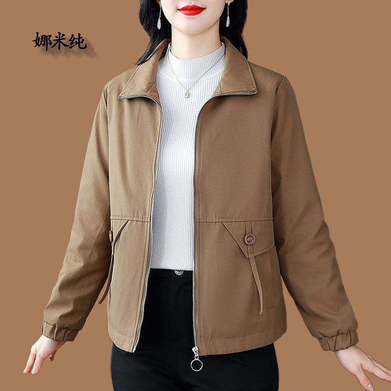 休閒加棉外套女2023秋冬新款輕薄棉衣夾棉短外套媽媽純棉夾克外套