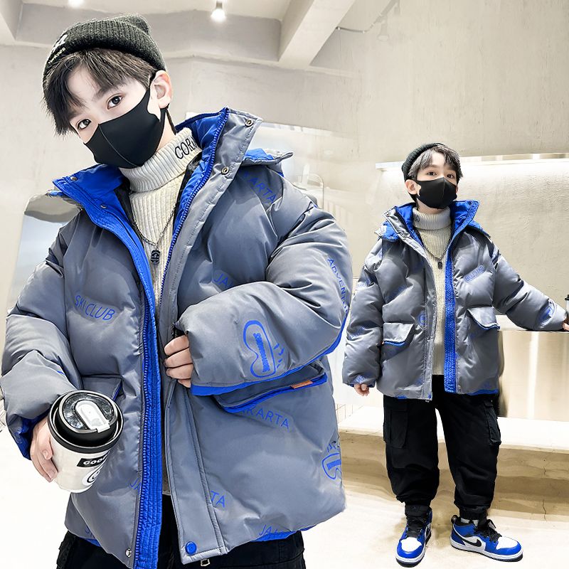 兒童男童冬季鴨絨羽絨服2023新款中大童冬裝加厚外套洋氣炸街