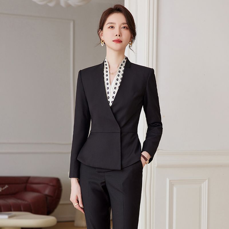 職業裝女套裝美容院工作服酒店接待2023秋冬氣質女神范高級感西裝