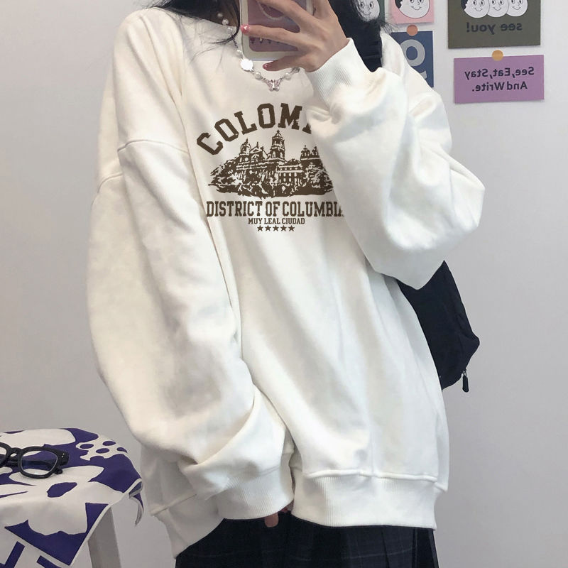 衛衣女秋季新款2023年韓版ins設計感印花寬鬆顯瘦上衣慵懶風百搭
