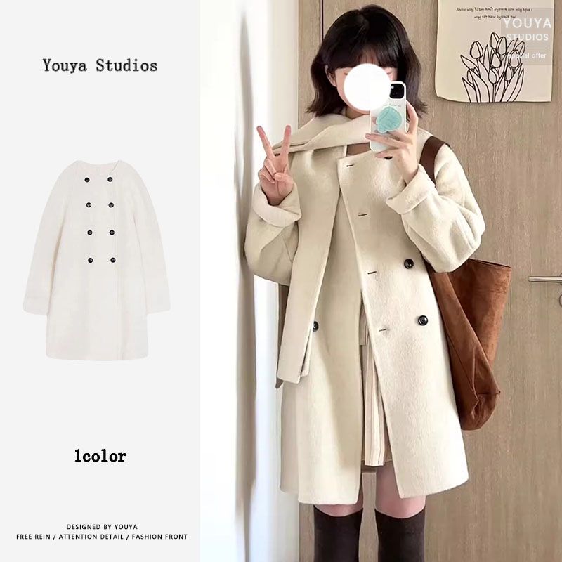 呢子大衣女秋冬高級感毛呢外套2023新款小個子加厚今年流行赫本風