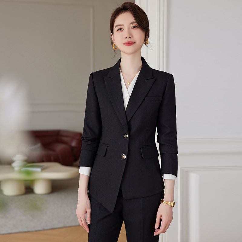黑色西裝套裝女2023秋冬新款職業裝氣質正裝高端工作服小西服外套