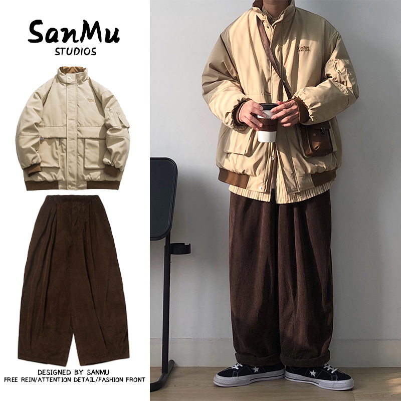 兩件裝/單件日系cityboy工裝棉服男加厚立領夾克棉衣外套冬季套裝