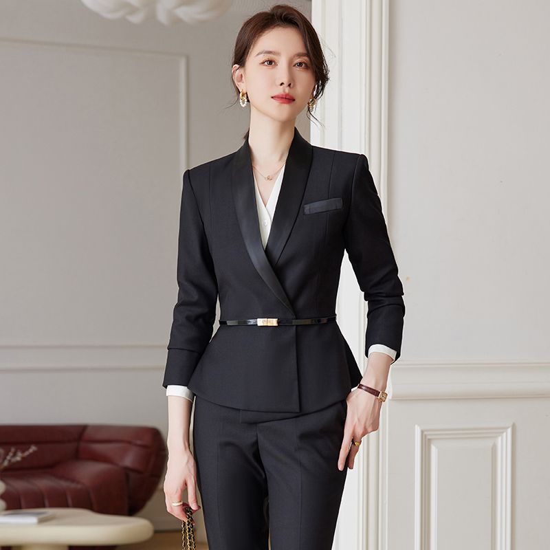 職業裝女套裝美容院工作服酒店接待2023秋冬氣質女神范高級感西裝