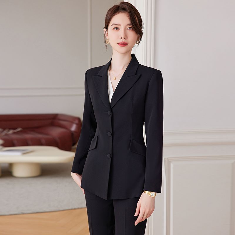 黑色西裝套裝女秋冬2023新款高級感女神范氣質西服外套休閒職業裝