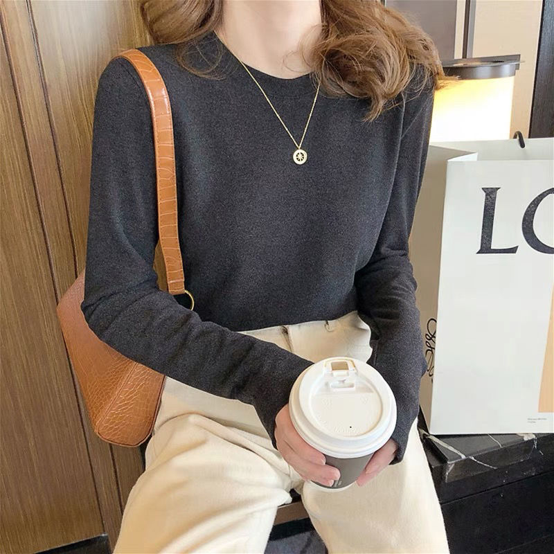 Large size fat mm 200 pounds slim double-sided German velvet bottoming shirt for women in autumn and winter loose and thickened self-heating inner T-shirt