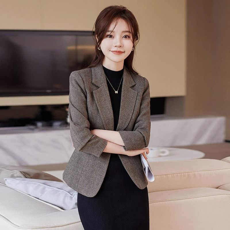 Small blazer women's autumn and winter new high-end casual temperament professional wear winter thickened women's suit