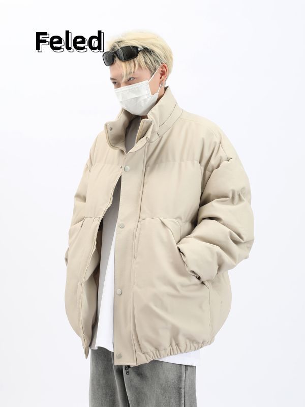 飛拉丹頓簡約立領棉服外套男女寬鬆顯瘦加絨加厚棉衣情侶百搭上衣