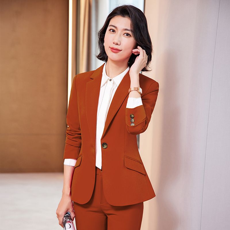 焦糖色西裝外套女春秋2023新款高端氣質職業正裝女士西服套裝冬季