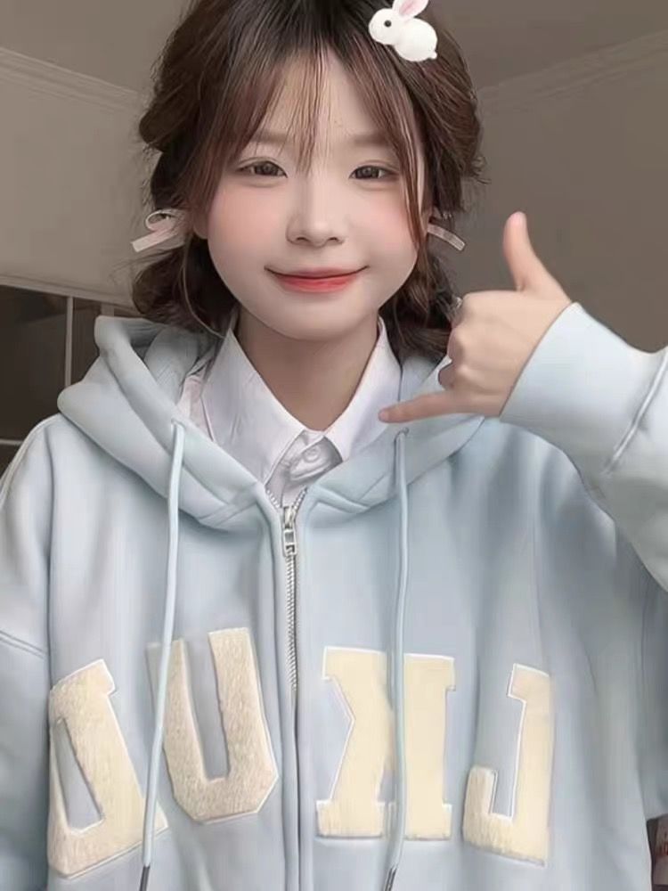 美式復古開衫衛衣女秋冬寬鬆oversize獨特外套超好看小個子棒球服