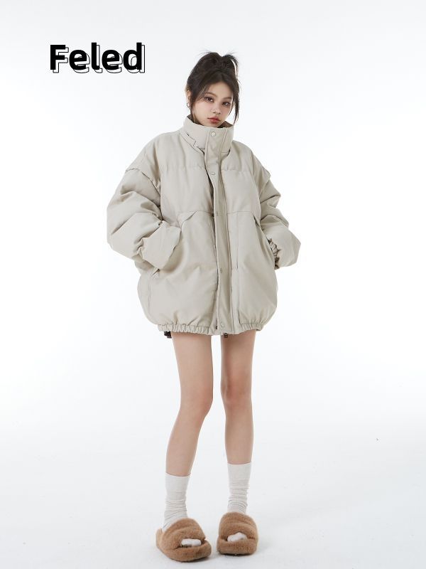 飞拉丹顿秋冬新款小众设计感保暖加绒加厚棉服外套男女高级感棉衣