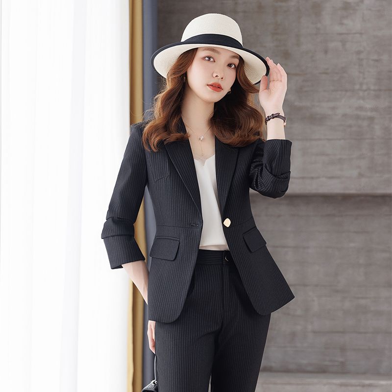 黑色西裝套裝女秋冬2023新款時髦女神范氣質修身顯瘦西服外套正裝