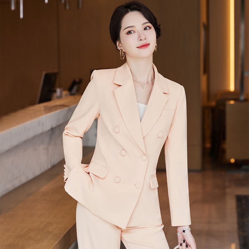 橙色西裝套裝女秋冬2023新款高端職業裝氣質女神范洋氣時尚小西服