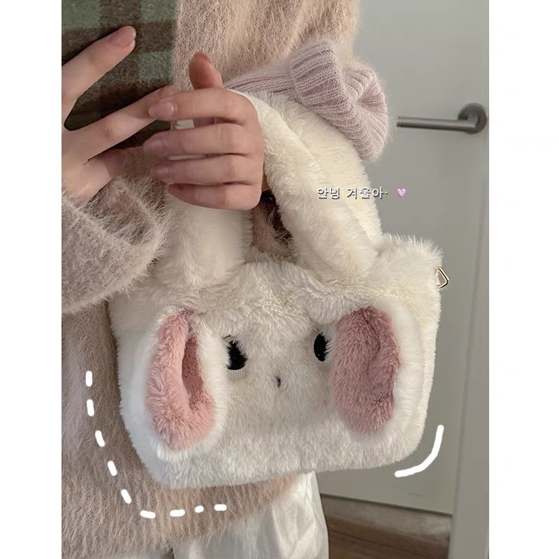 昭尚女包可愛毛絨兔子手提包今年流行包包卡通毛毛包女單肩斜挎包