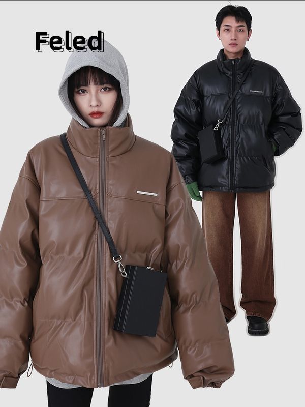 飛拉丹頓立領棉衣外套男女國潮新款貼標百搭棉服保暖休閒情侶上衣