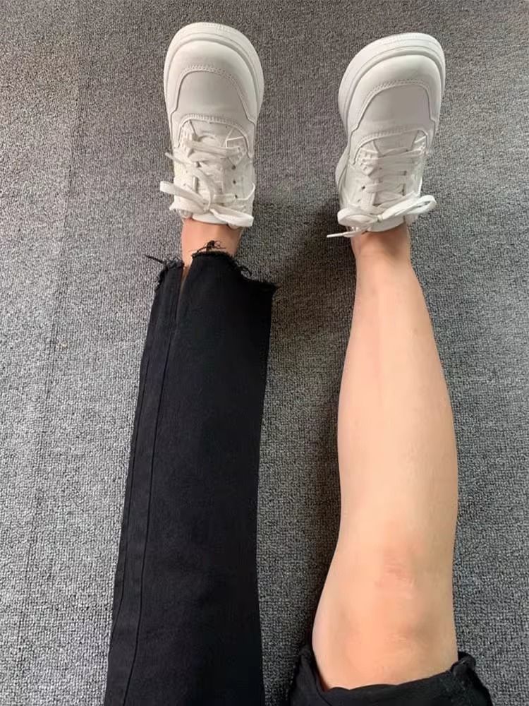 美式黑色開叉高街直筒褲女秋季新款小個子高腰顯瘦修身煙管褲子