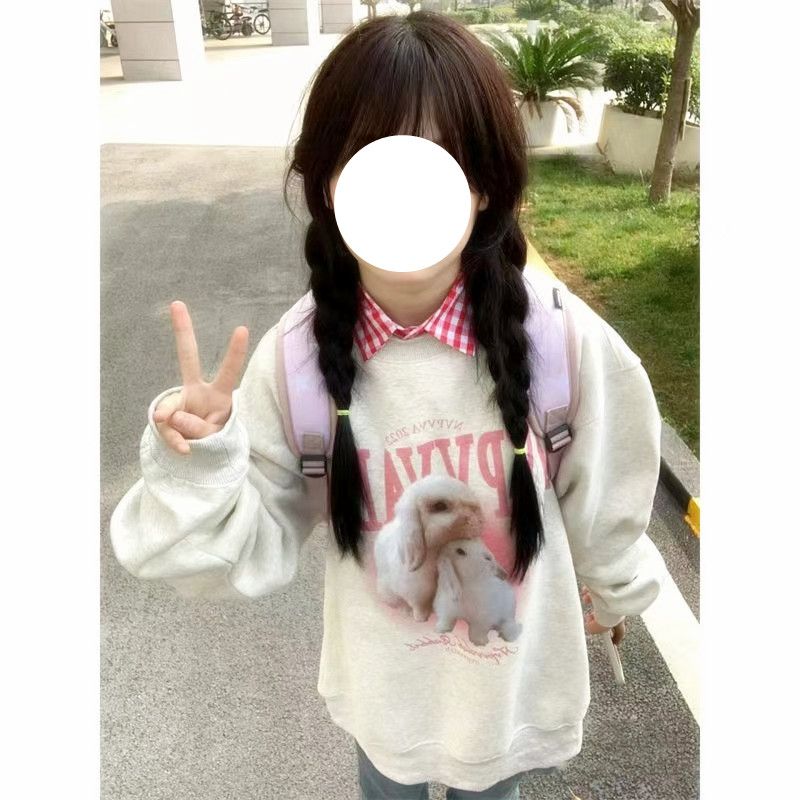 小個子百搭顯瘦寬鬆甜美秋冬季美式復古衛衣女慵懶風加絨外套潮
