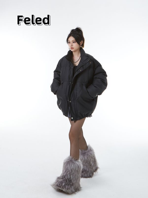 飞拉丹顿秋冬新款小众设计感保暖加绒加厚棉服外套男女高级感棉衣