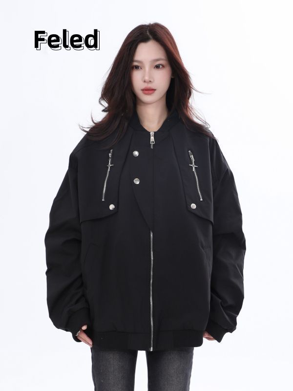 Feila Denton American street retro pilot uniform baseball uniform jacket men and women personality trend all-match jacket