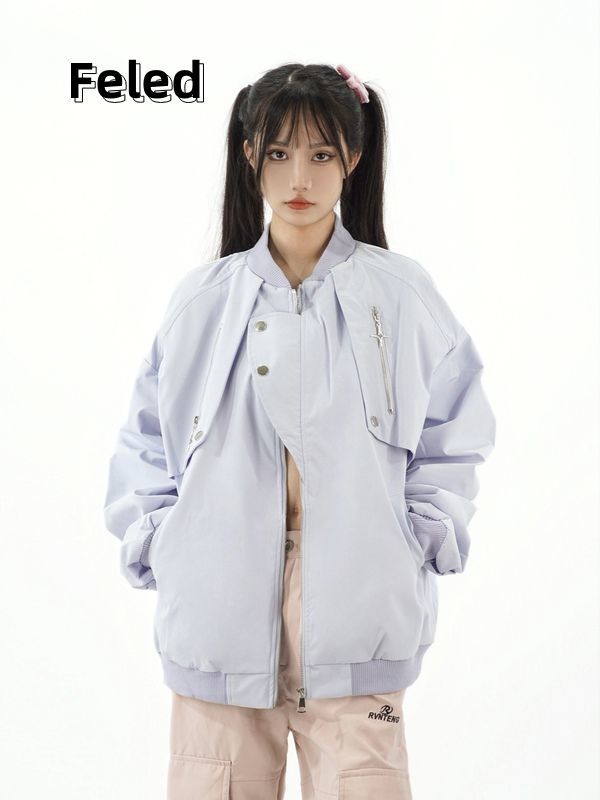Feira Denton American retro niche high-end design flight jacket for men and women loose casual baseball uniform jacket