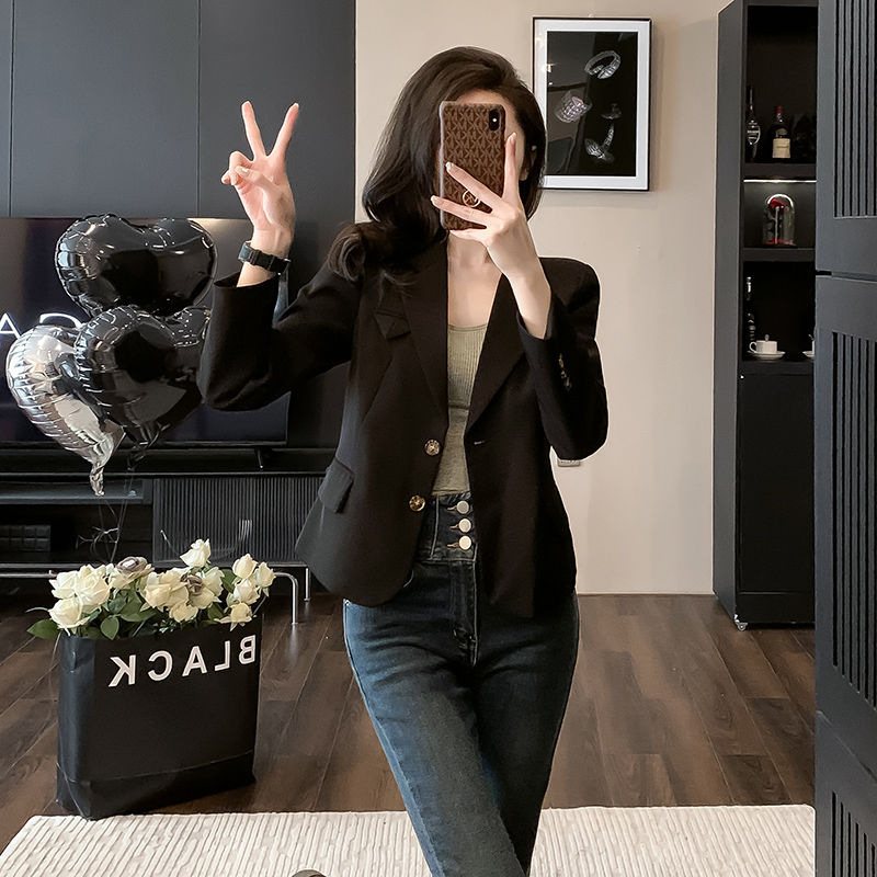 Short blazer for women Spring and Autumn 2023 Korean style casual high-end temperament versatile suit top for small people