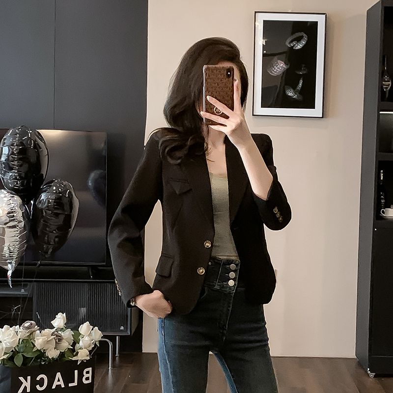 Short blazer for women Spring and Autumn 2023 Korean style casual high-end temperament versatile suit top for small people