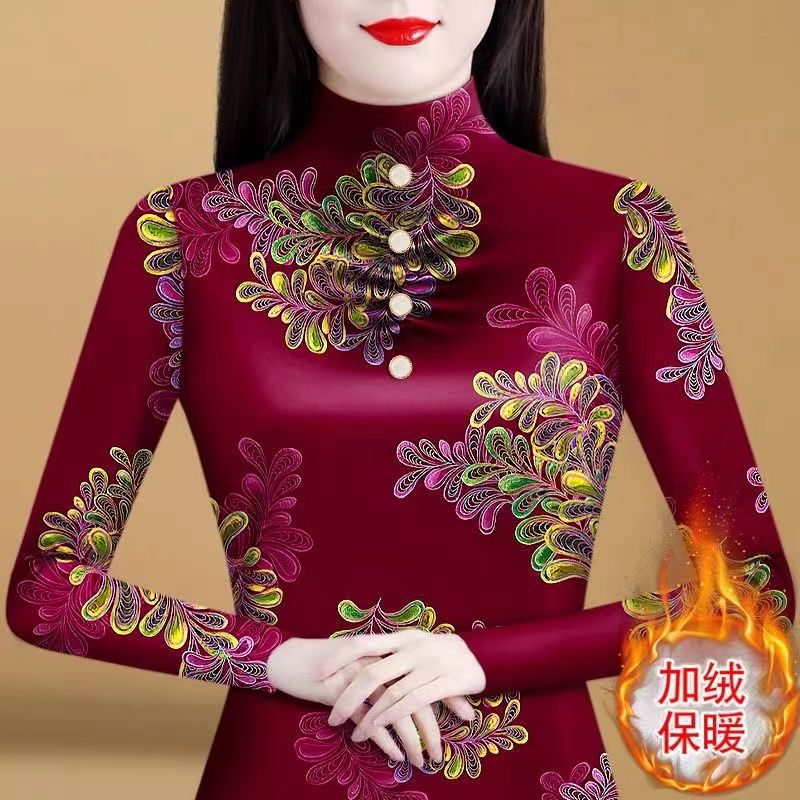 2023新款一體雙面德絨半高領打底衫女長袖修身時尚百搭保暖上衣潮