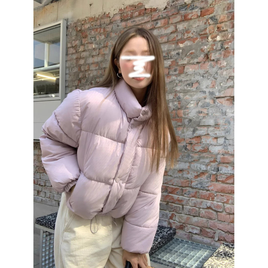奶fufu纯色棉服外套女装冬季新款韩版小个子立领加厚宽松棉衣