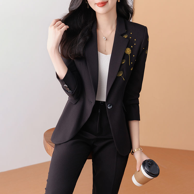 黑色西裝外套女秋冬2023新款高端職業裝氣質女神范高級感西服套裝