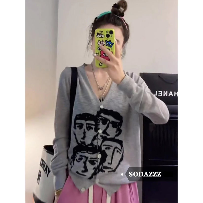 SODAZZZ慵懶復古針織衫秋冬長袖開衫罩衫寬鬆顯瘦洋氣百搭上衣女