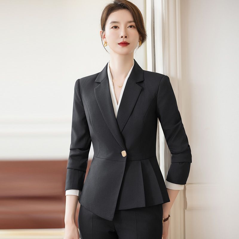 工作服女職業氣質秋冬季西裝套裝酒店經理前台行政高端三件套正裝