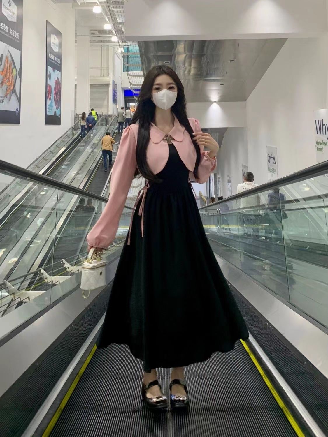 森系大碼女裝胖mm法式連衣裙兩件套女2023秋冬新款一整套顯瘦裙子