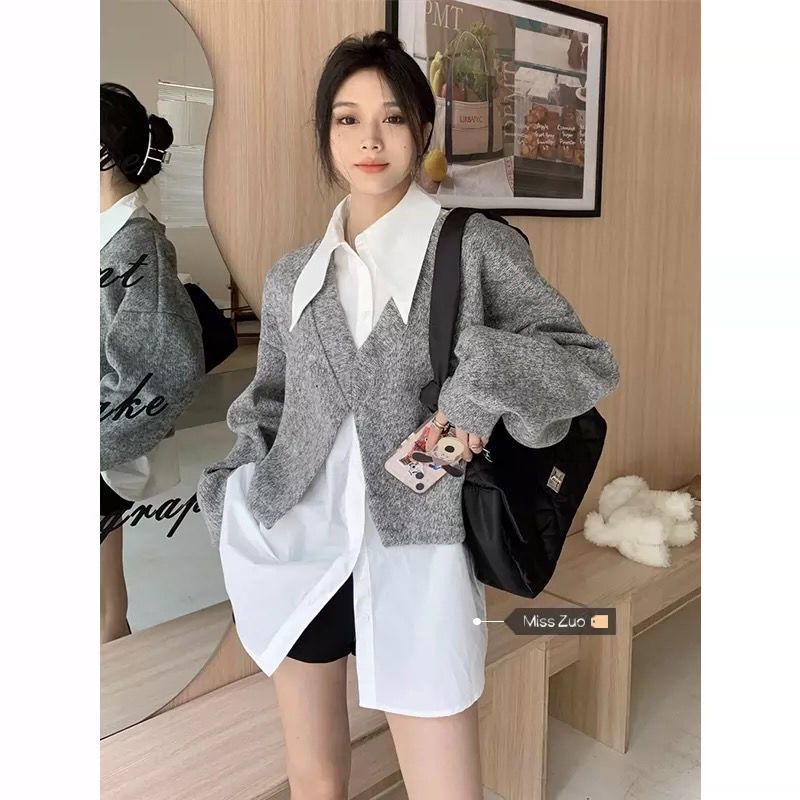內搭疊穿無袖襯衫女設計感小眾2023秋季新款時尚洋氣白色襯衣上衣