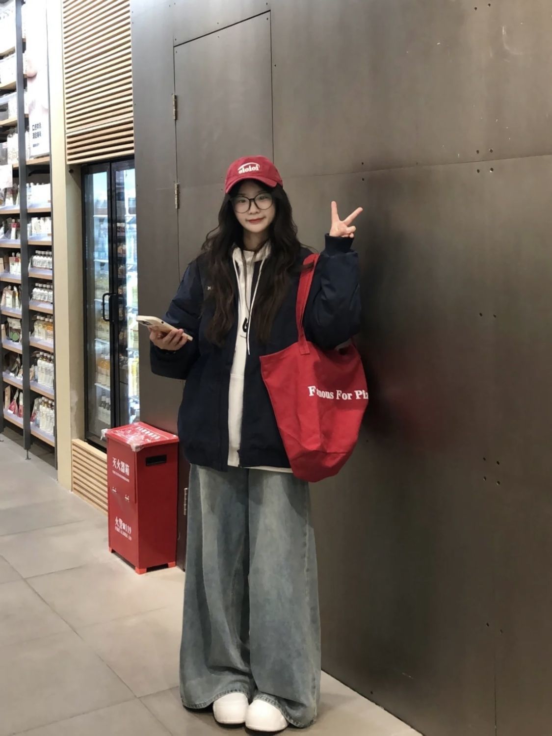 美式復古高腰牛仔闊腿褲女秋冬2023新款寬鬆顯瘦直筒拖地大腳褲子