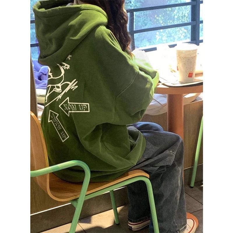 國潮牌oversize連帽衛衣女春秋加絨寬鬆學生百搭情侶內搭秋冬上衣